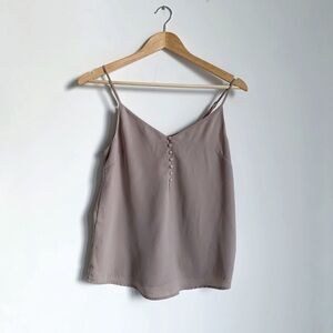 Dynamite Taupe Satin Button-Front Cami
